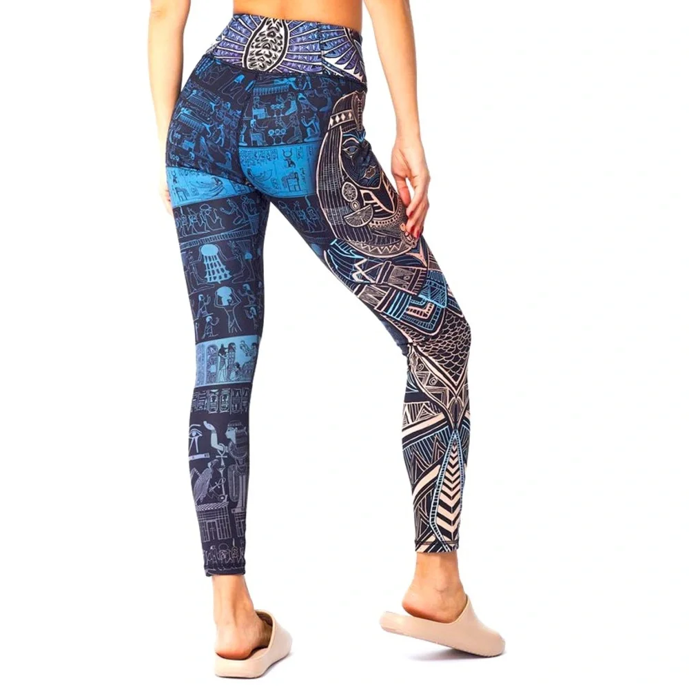 Stylish Blue Patterned Leggings - Picture 2 of 6